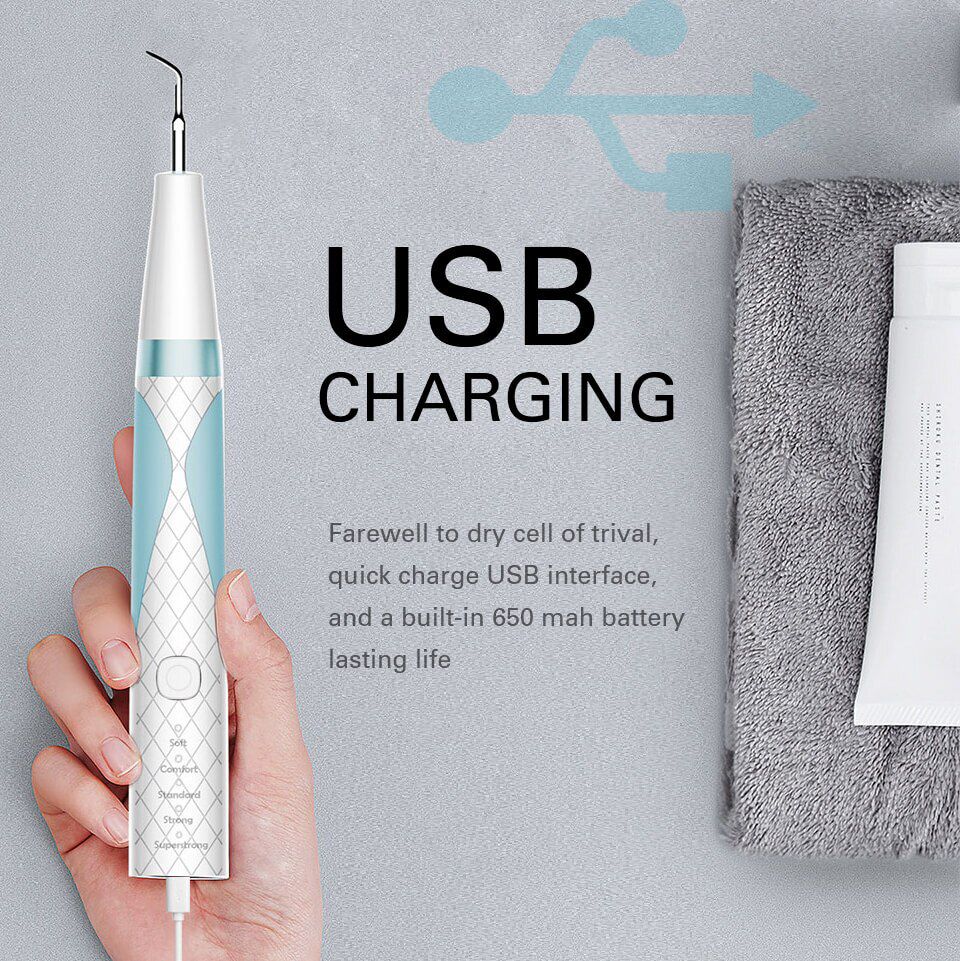 5 Modes Ultrasonic Dental Scaler Water Tooth Cleaner Sonic Dental Calculus Remover Dental Scaling Tools with LED Spotlight