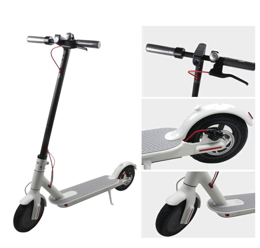 Electric scooter with 8.5 inch pneumatic tires, foldable adult wheeled electric scooter, portable electric scooter for commuting