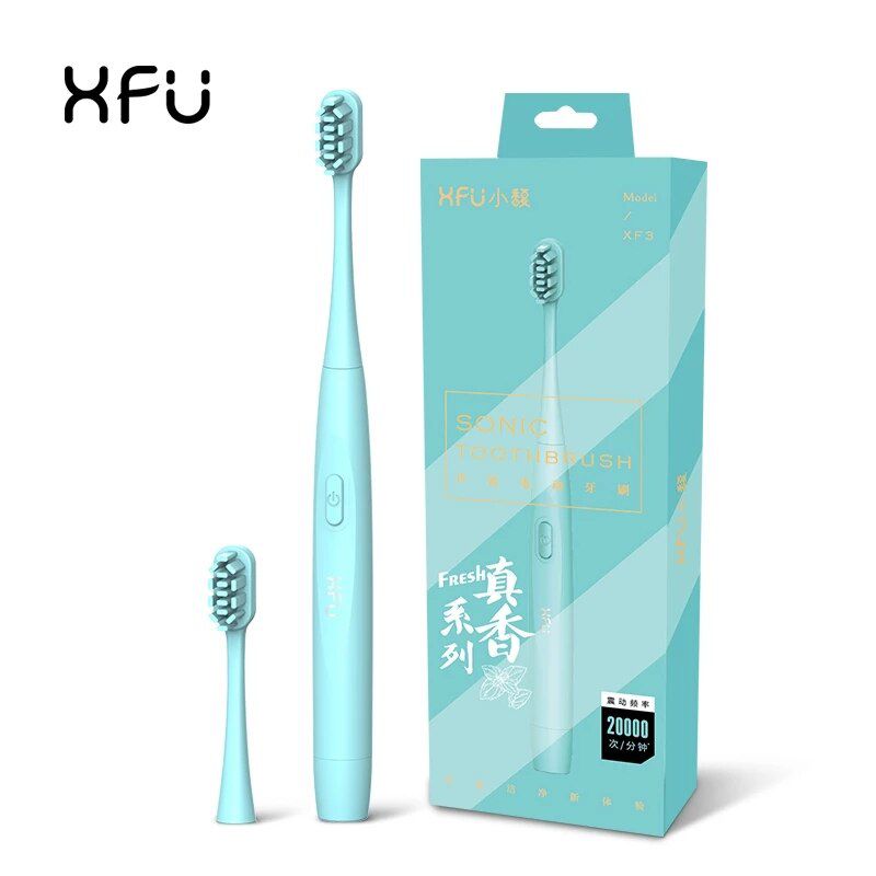 XFU557 Electric Toothbrush Sonic Ultrasonic Battery Automatic Smart Tooth Brush Fruit Scent Teeth Clean Waterproof Replacement