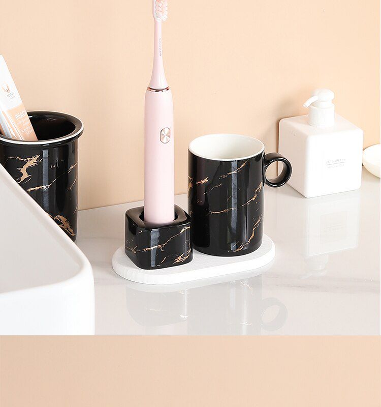 Ceramic Electric Toothbrush Gravity Holder Mouthwashing Cup Bathroom Accessories Set Electric Toothbrush Stand Bathroom Tumblers