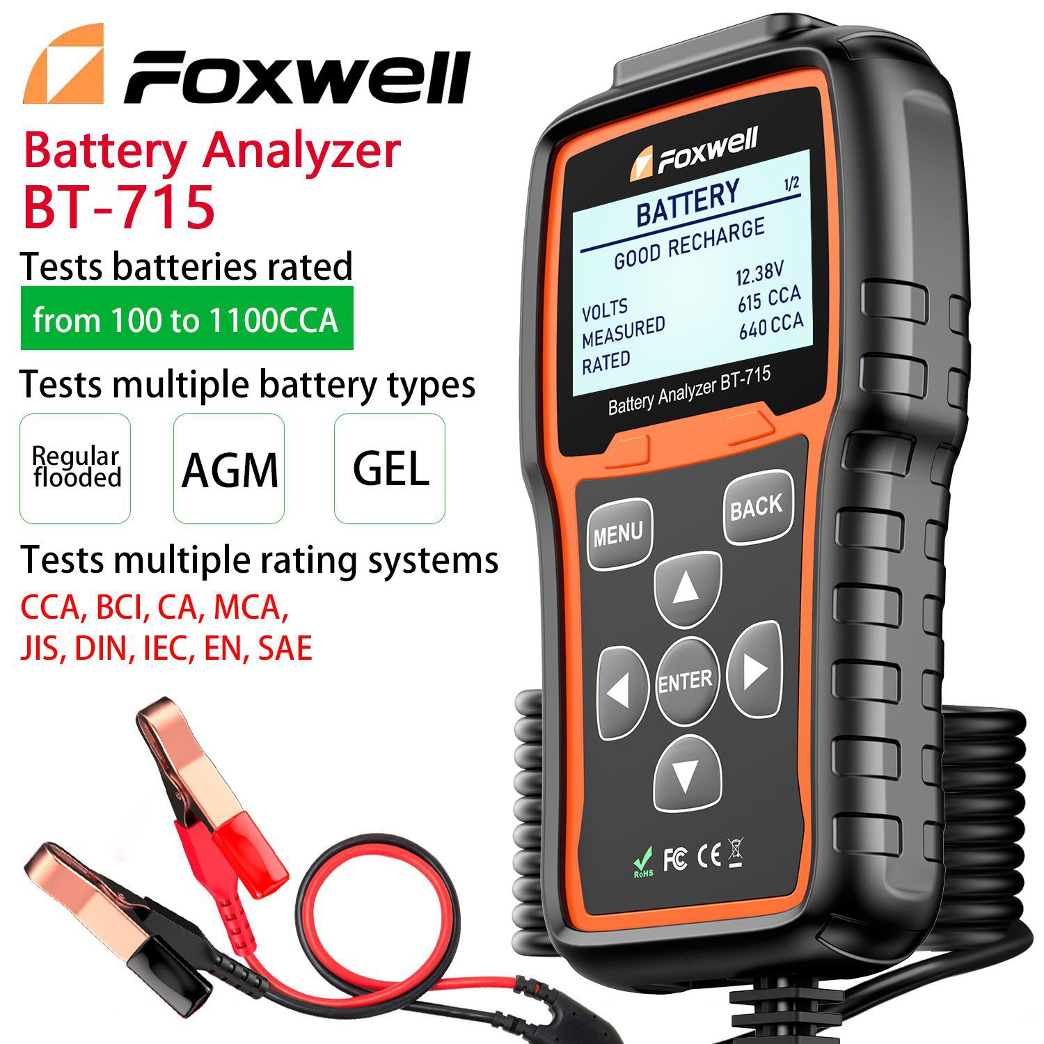 Foxwell BT-715 Battery Analyzer Support Multi-Language Replaced Foxwell BT-705