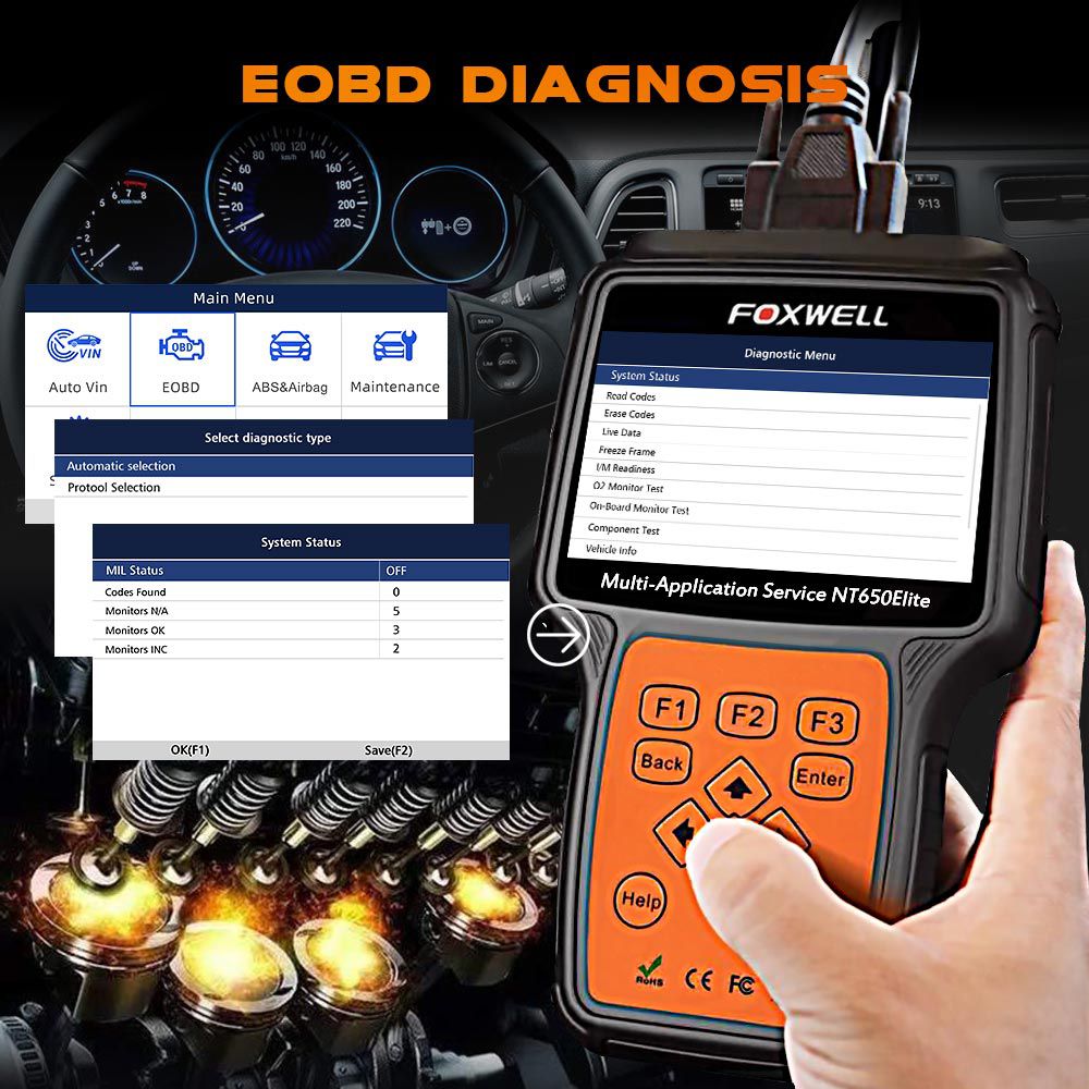 FOXWELL NT650 Elite OBD2 Automotive Scanner ABS SRS DPF Oil Reset Code Reader Professional OBD Car Diagnostic Tool OBD2 Scanner