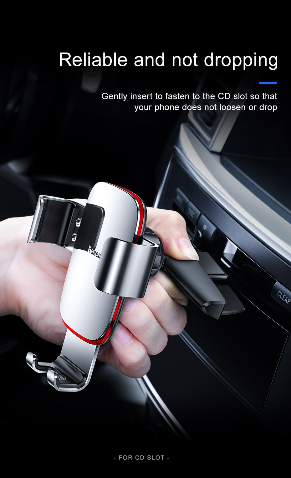Gravity Car Phone Holder for Car CD Slot Mount Phone Holder Stand for iPhone 11 Pro Xs Max Metal Cell Mobile Phone Holder
