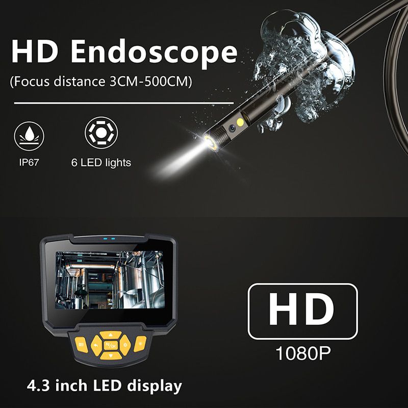 Portable Single & Dual Lens Handheld Endoscope 4.3" LCD Inspection Camera 8mm Industrial Digital Endoscopy With 32GB TF Card