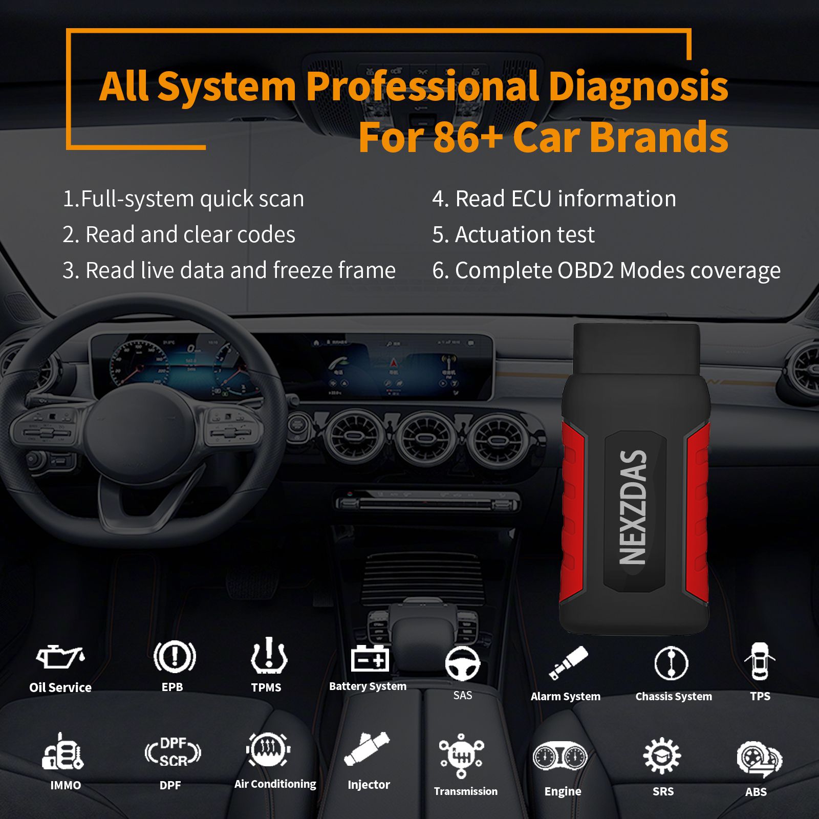 HUMZOR ND302 Full System OBD2 Scanner Auto Diagnostic Tool Key Programmer Diagnosis for Passenger Car (India Version)