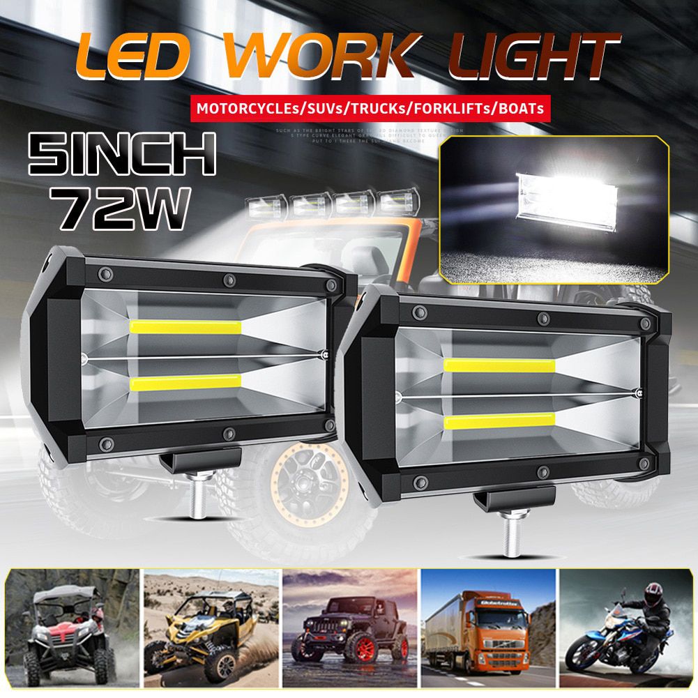 2Pcs LED Car Work Light 12V 24V 72W Work Fog Lamp For Offroad 4x4 Suv Atv Truck Fire Truck Agricultural Vehicle Searchlight