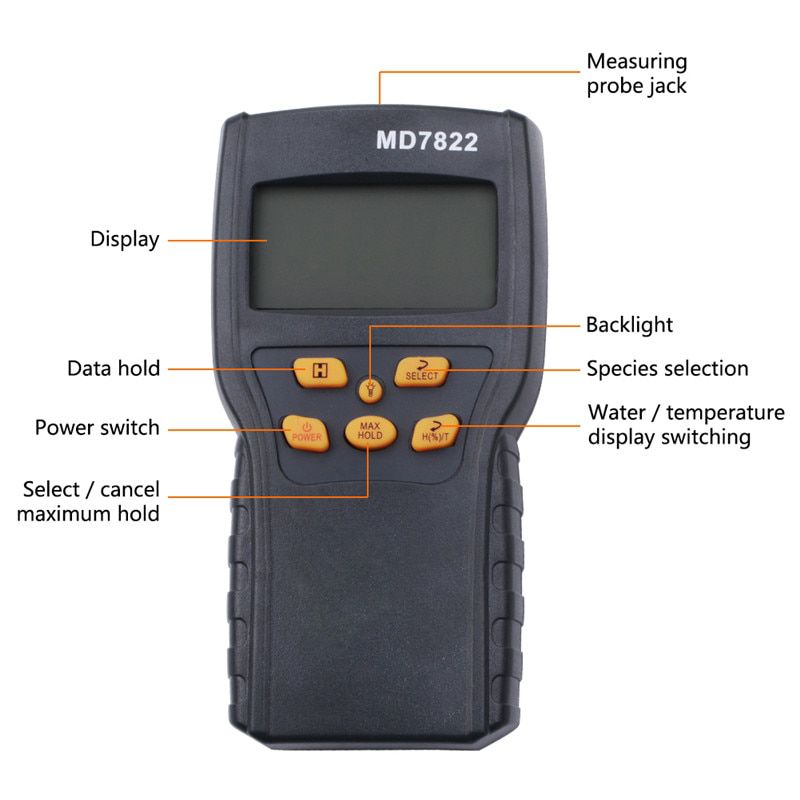 MD7822 Grain Moisture Meter LCD Display Humidity Tester Contains Wheat Corn Rice Moisture water Damp Detector Tester