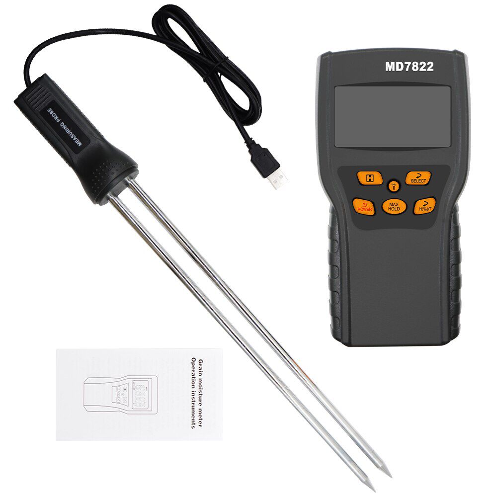 MD7822 Grain Moisture Meter LCD Display Humidity Tester Contains Wheat Corn Rice Moisture water Damp Detector Tester