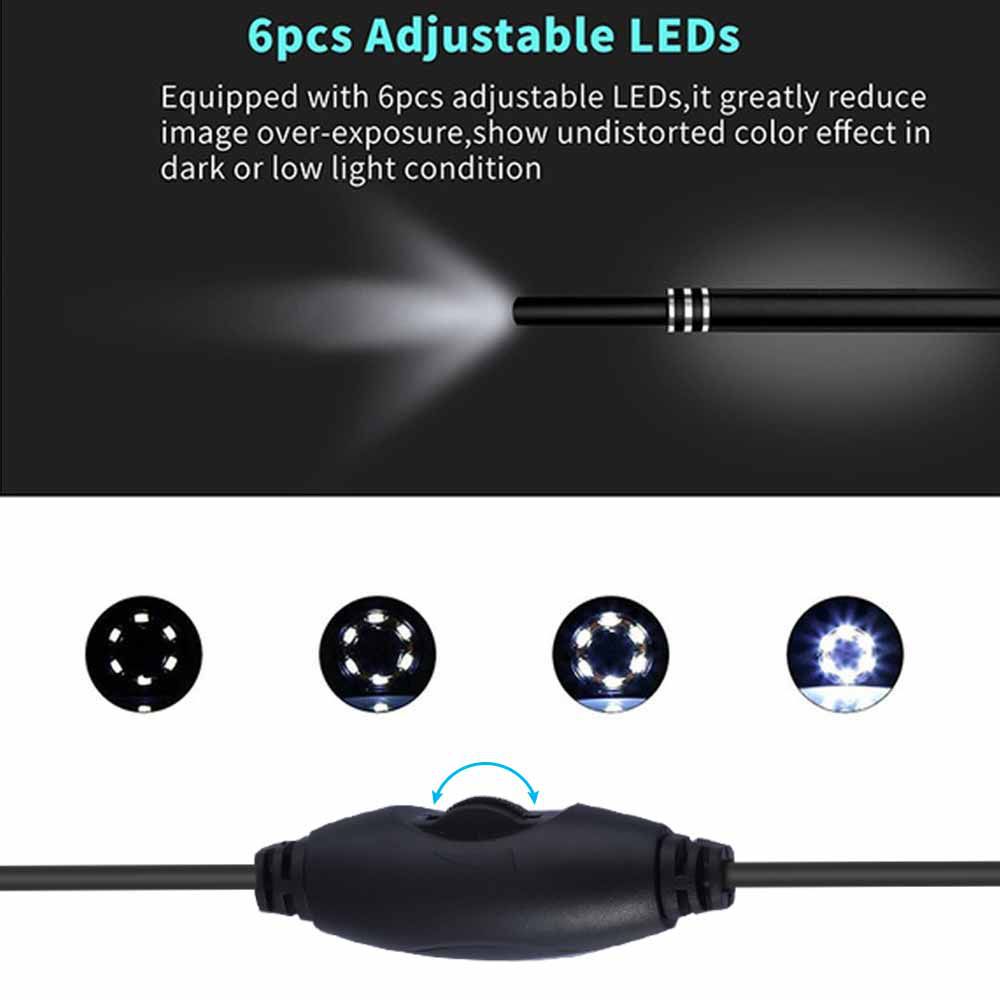 5.5mm 3 In 1 USB Multi-function HD Mini LED Visual Ear Spoon Otoscope Camera Ear Wax Removal Endoscope Support Android PC