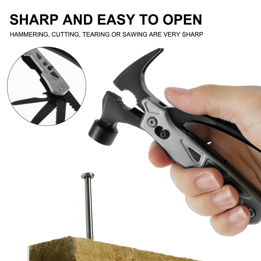 Multi-function Safety Hammer with Screwdriver Hammer Nylon Sheath Outdoor Survival Portable Pocket Knife Multitool Claw Hammer