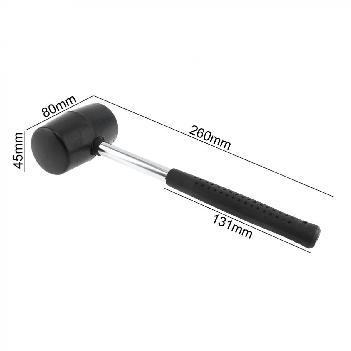Non-elastic Black Rubber Hammer Wear-resistant Tile Hammer with Round Head and Non-slip Handle DIY Hand Tool