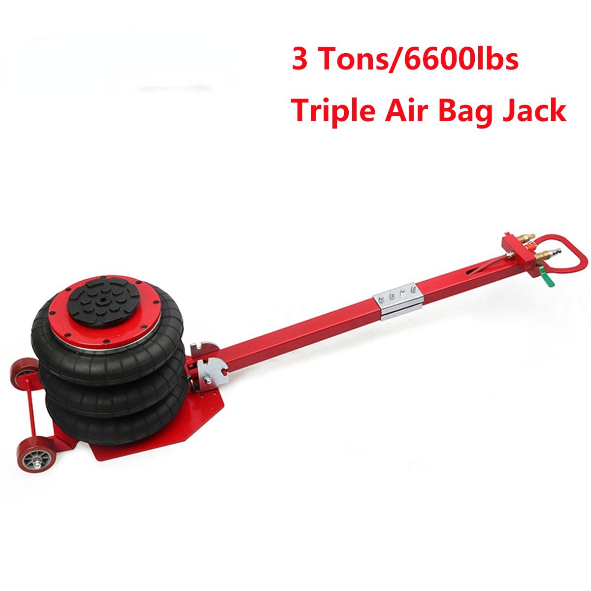 New Arrival 3 Tons/6600lbs Folding Triple Air Bag Jack Pneumatic Car Jack Stand Automotive Lifting Tools Red