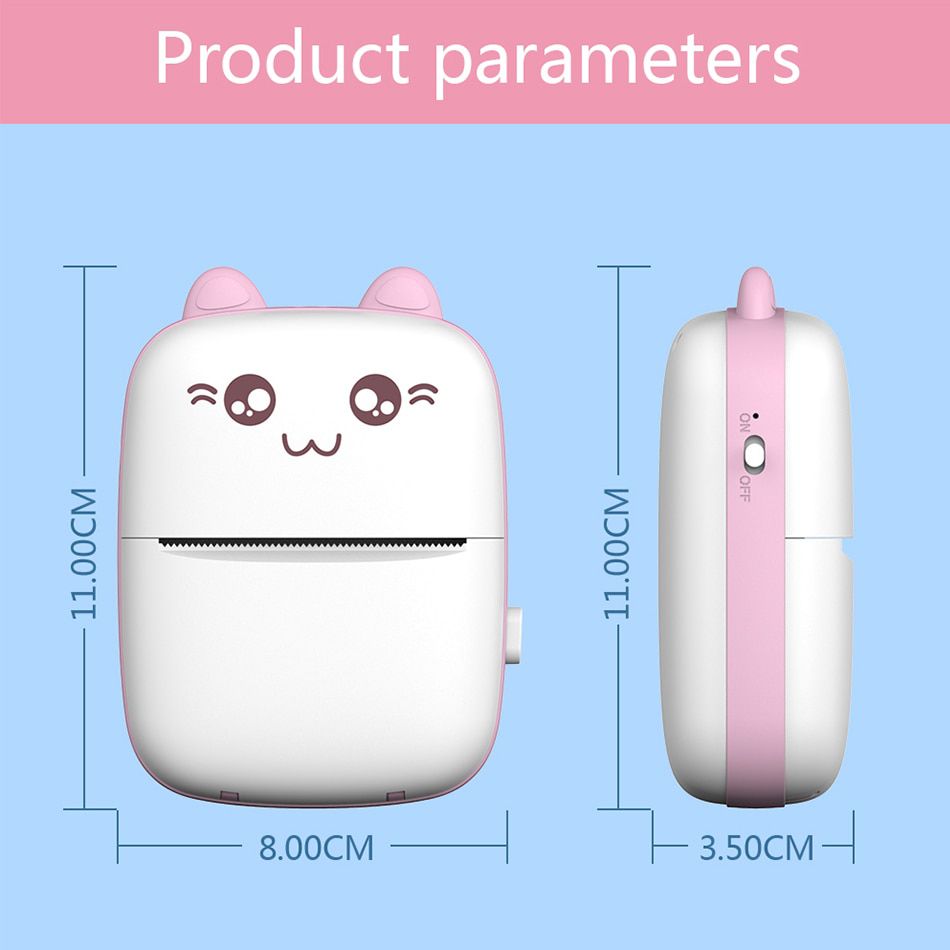 Portable Mini Wireless Thermal Photo Printer Pocket Cute Sticker Printers Paper Roll For Android iOS DIY Home Use Notes Printer