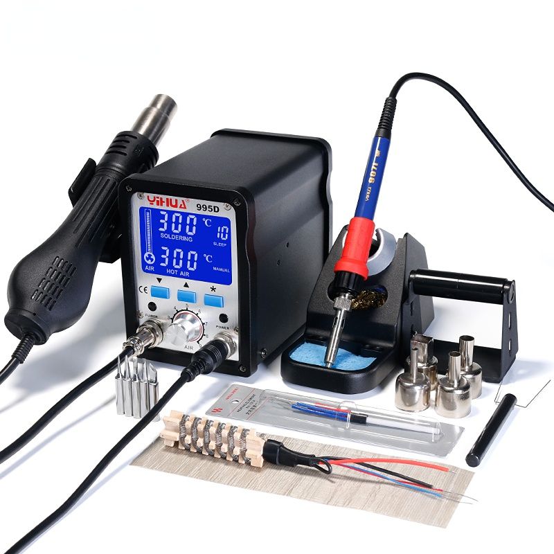 YIHUA 995D/995D+ SMD Soldering Station Quick Heat Hot Air Gun 2 in 1 Electric Soldering Iron BGA Rework Welding Station