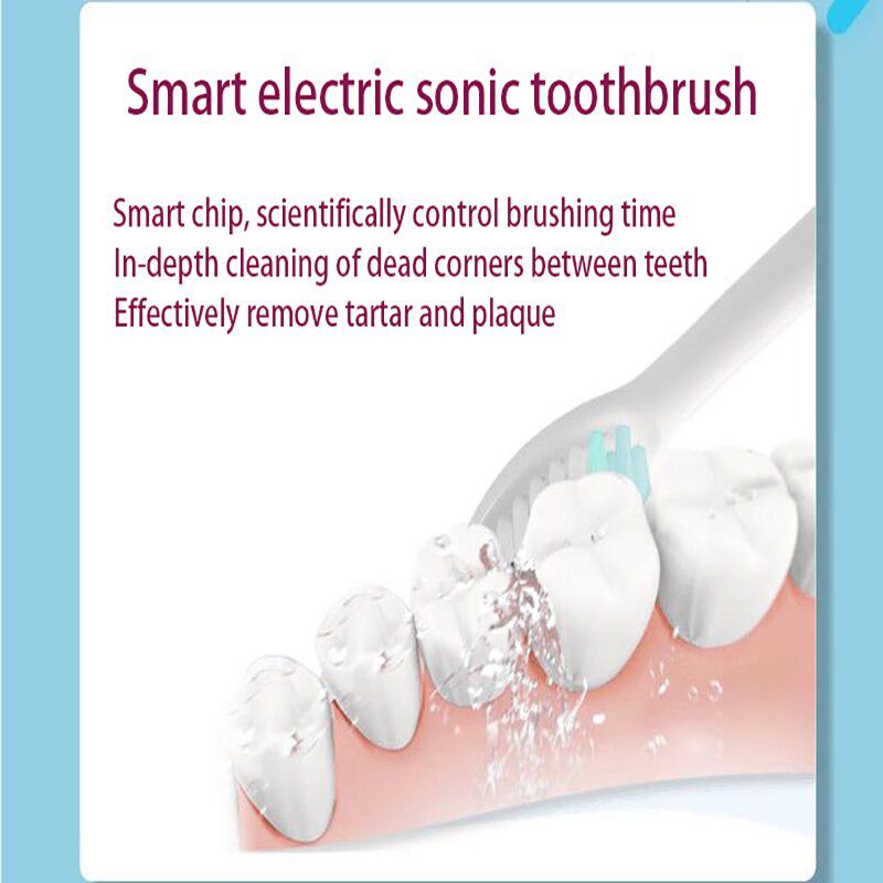 Sonic Electric Toothbrush  Adult Timer Brush 6 Mode USB Charger Rechargeable Tooth Brushes Replacement Heads Set Fast Charge