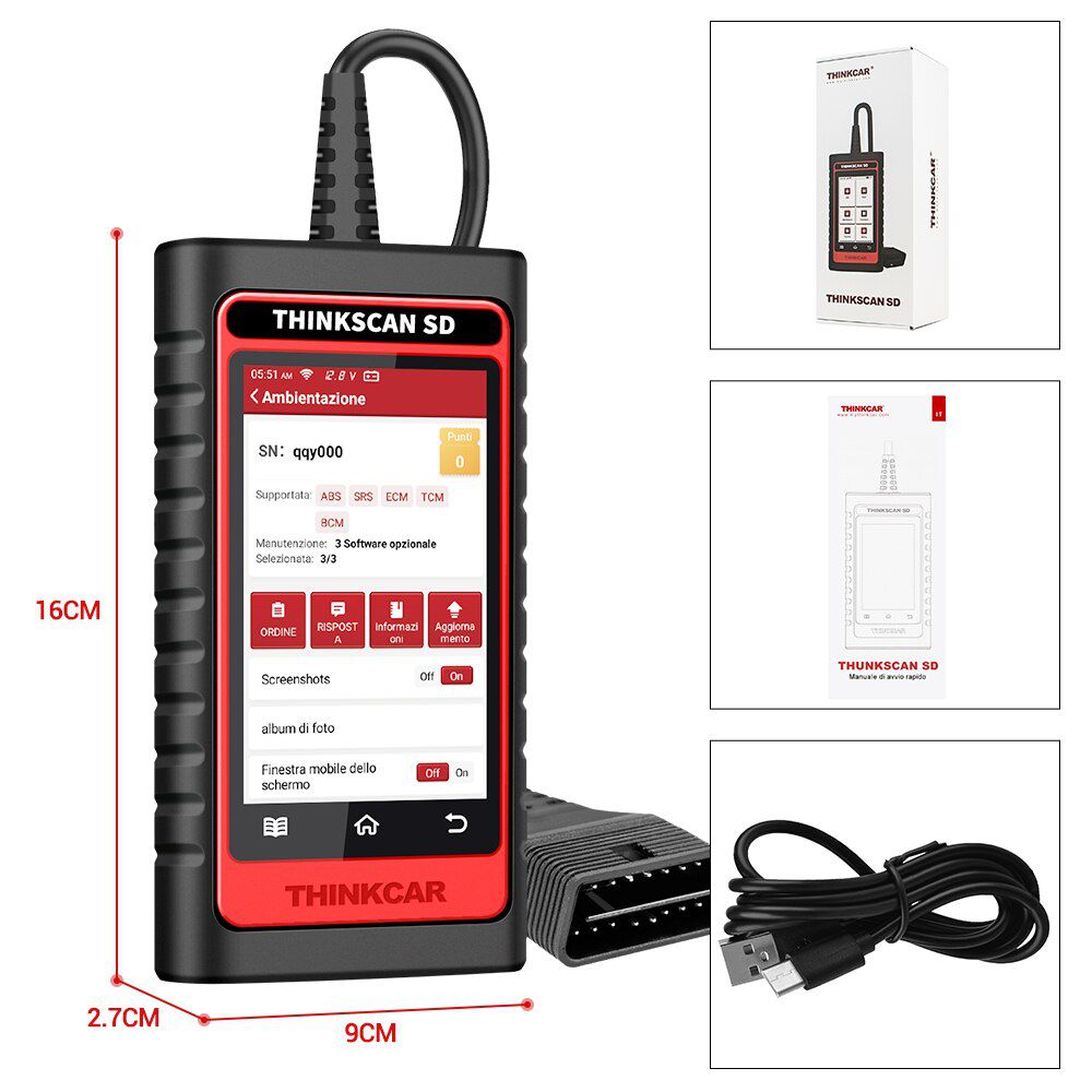 Thinkcar Thinktool SD4 OBD2 Scanner Car Professional Diagnostic Tools ENG ABS SRS AT Scan tool DPF TPMS SAS OIL EPB IMMO Reset