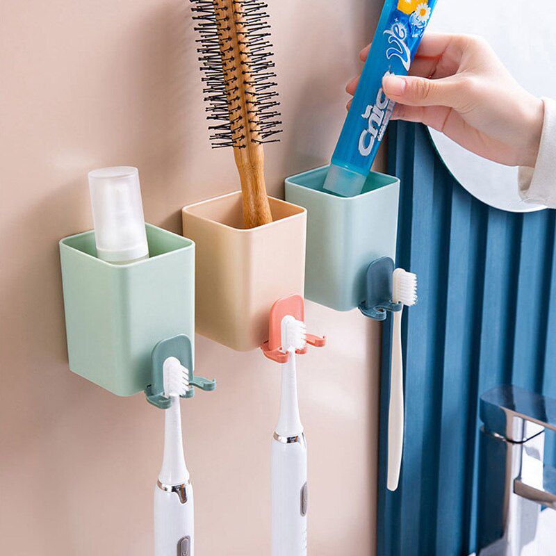 Multifunctional Toothbrush Holder Strong Suction Cup Toothpaste Cup Storage Can Hang Electric Ordinary Toothbrush Holder