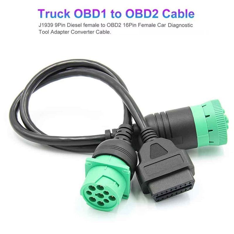 Truck OBD1 to OBD2 Cable Adapter Converter Cable for J1939 9Pin Male Car Diagnostic Tool to OBD2 16Pin Male