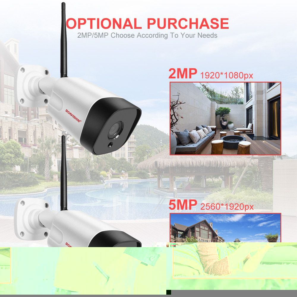 HD 5MP WIFI Wireless IP Camera 1080P CCTV WI-FI Camera Outdoor Alarm 2-Way Audio TF Card Slot 6*Array Led IR 20m CamHipro