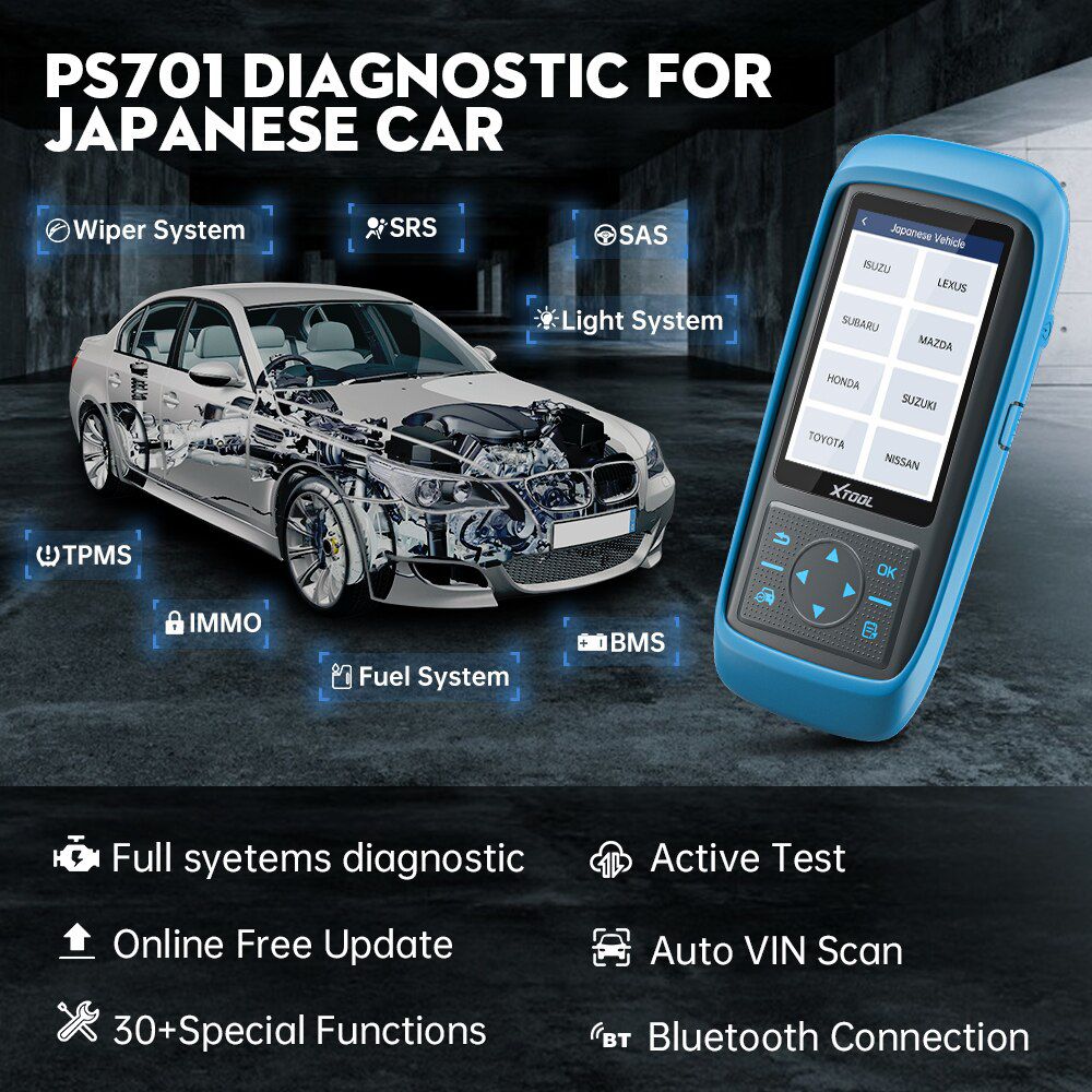 XTOOL PS701 Pro Diagnostic Tools With Active Test/BT For Lexus For Toyota For Kia For Isuzu For Subaru For Nissan Online Update