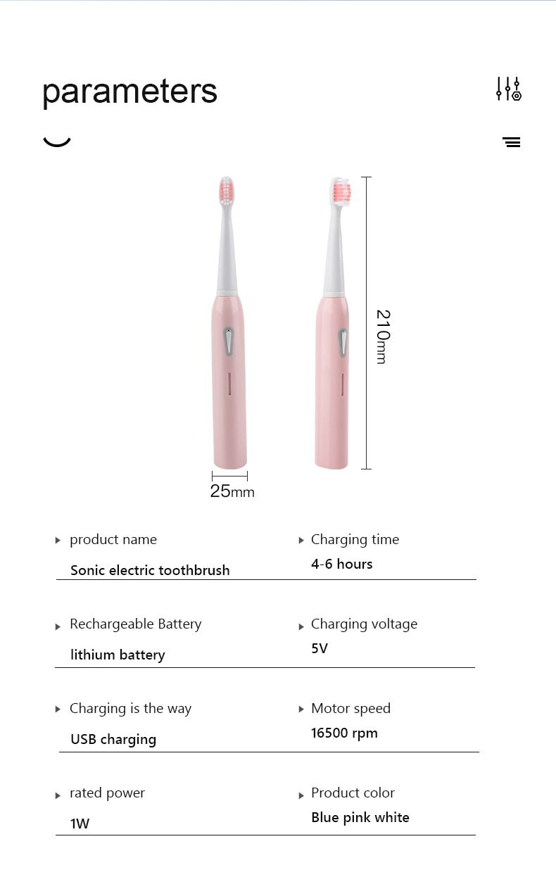 Sonic Electric Toothbrush Adult Timer 