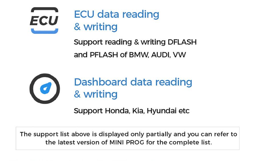 MINI PROG ECU and Dashboard Data Reading and Writing