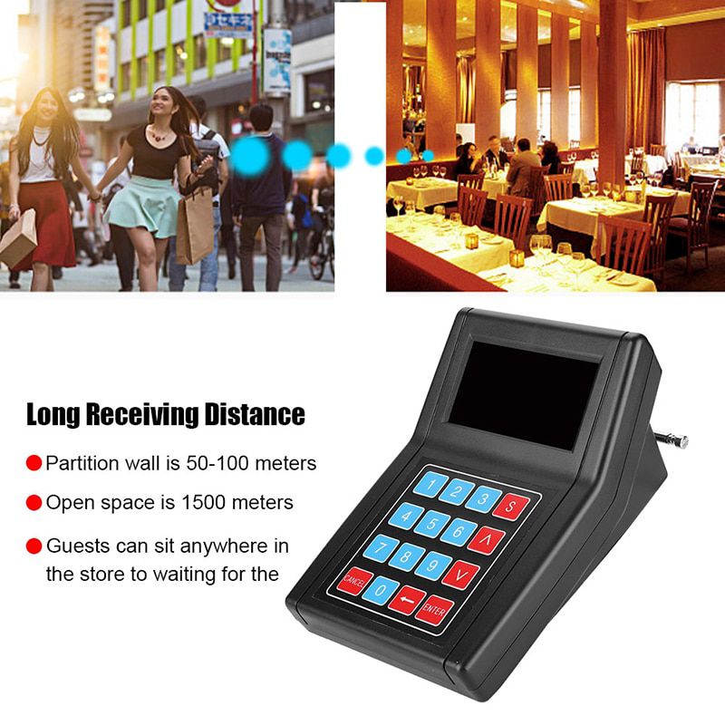 1-to-30 Restaurant Wireless Call Pager 999 Channel Calling Keypad Queuing Calling System Paging Calling System 100-240V