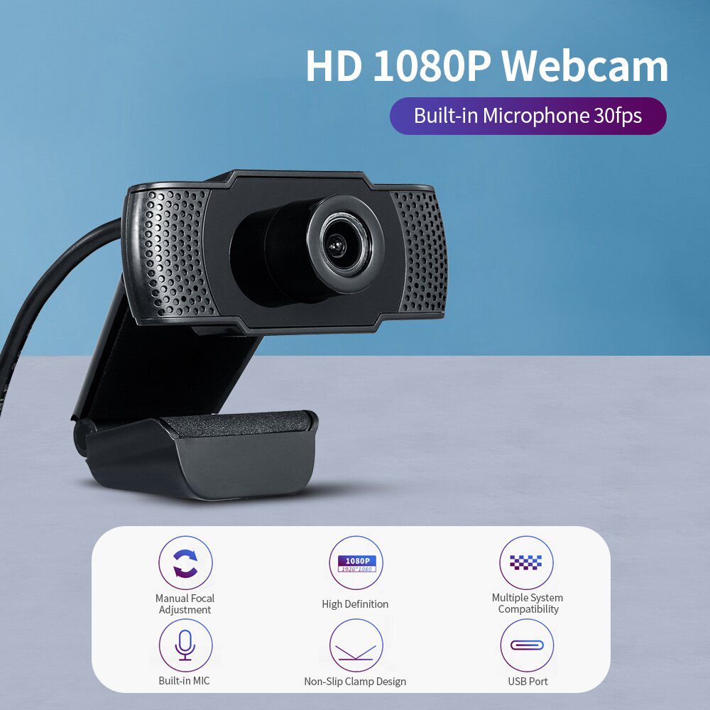 101JD 1080P 2MP High-Definition Webcam 30fps Web Camera Noise-reduction Microphone HD Laptop Computer Camera USB Plug & Play