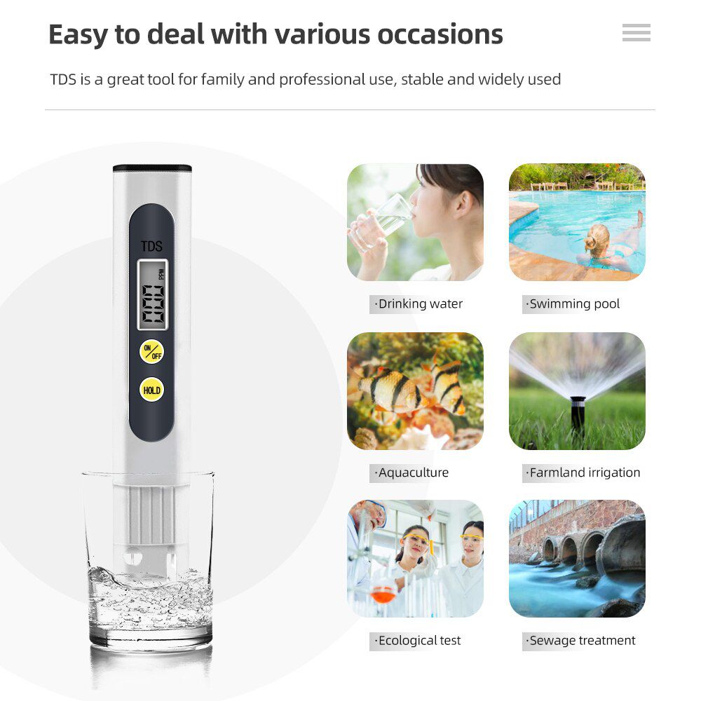 Portable Pen Digital TDS meter Water tester Filter Measuring Water Quality Purity Tester the white color