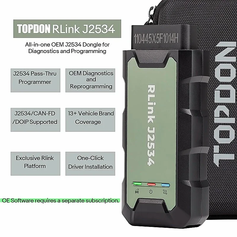 TOPDON RLink J2534 Pass-Thru Programmer – Supports All J2534 Protocols, D-PDU, CAN-FD, and 13+ Brands