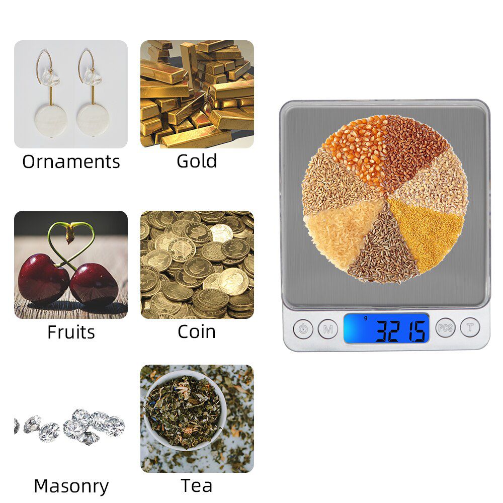 3000g 0.1g Electronic Scale 3kg Digital Scales Pocket Platform Scale Weight Balance Jewelry Weighing With 2 Trays