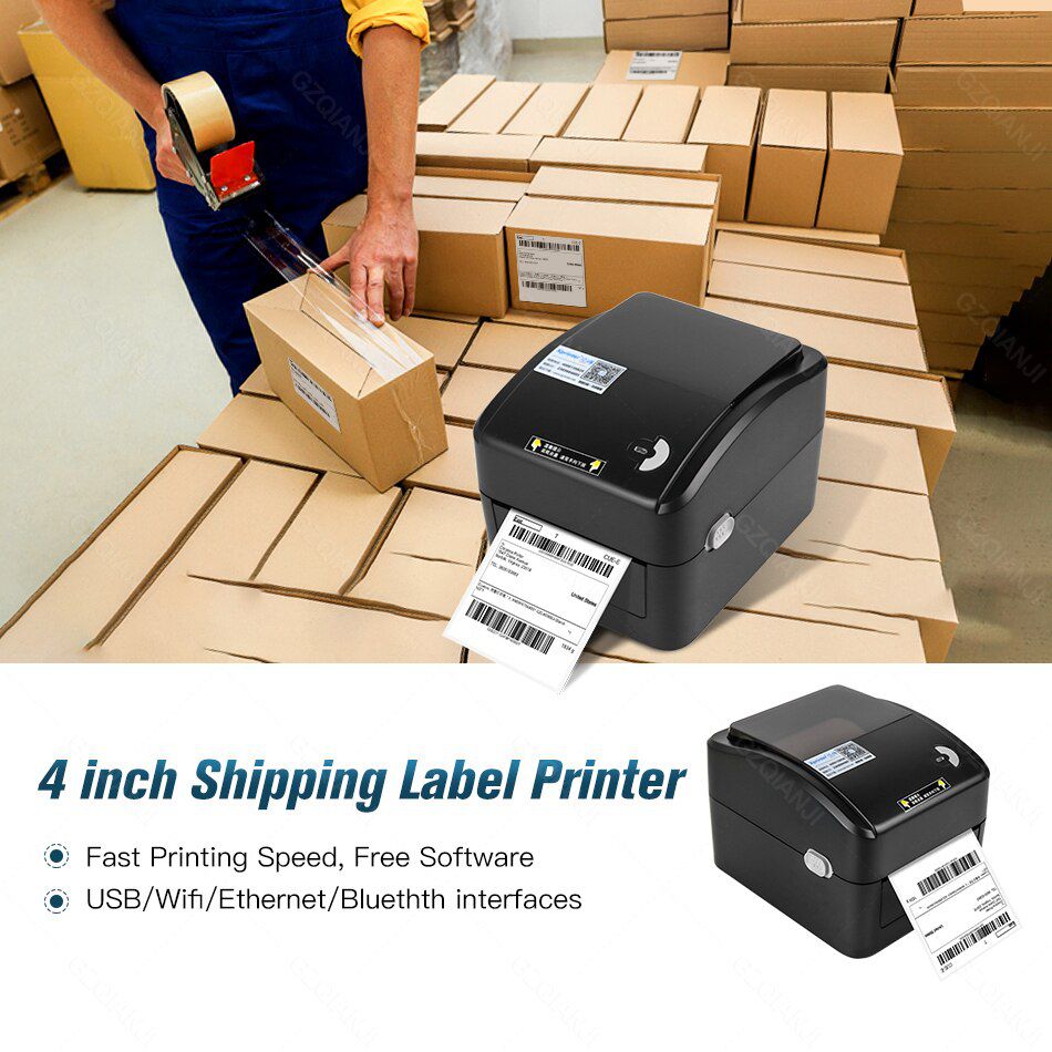 XP-420B 4 inch Thermal Shipping Label Printer 4×6 Label USB BT Wifi Barcode Sticker Printer 100mm Paper Printing Express Lable Printer