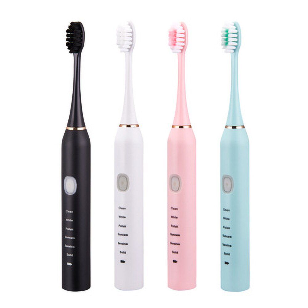 4 Pcs Electric Toothbrush Head Usb Charging Smart Sonic Six-Speed Adult Waterproof Soft Hair Vibrating Toothbrush Head