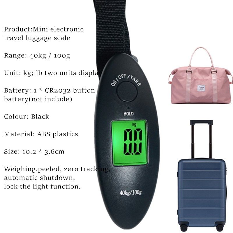 40kg Mini baggage scale 50kg/110lb Hanging Digital Electronic Luggage Scale Portable Suitcase Travel Hook Hanging Scale