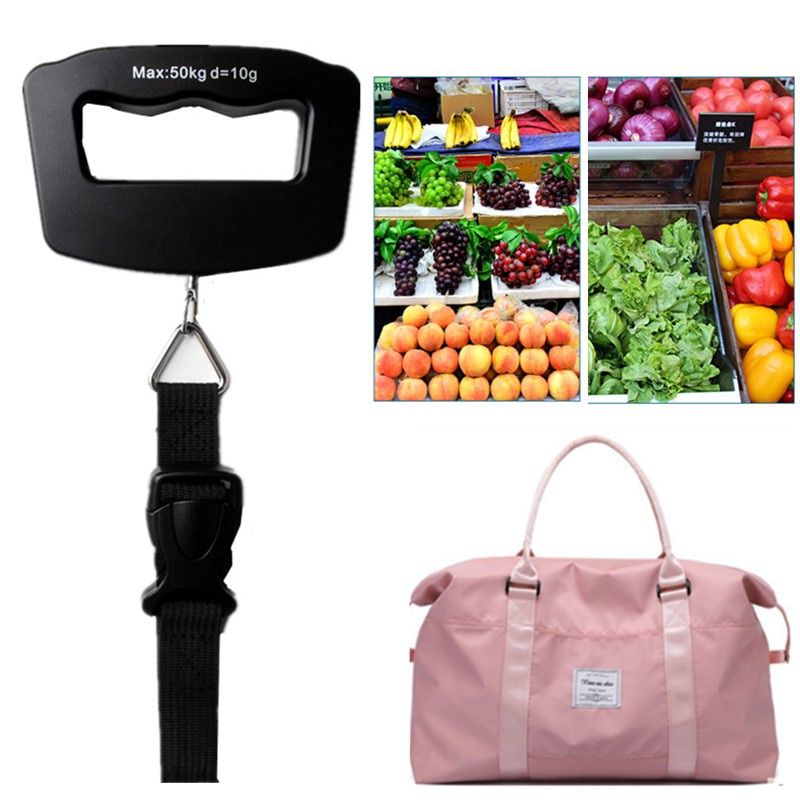 50Kg 10g Portable Mini Digital Hand Held Fish Hook Hanging Scale Electronic Weighting Luggage Scale blue Backlight Display