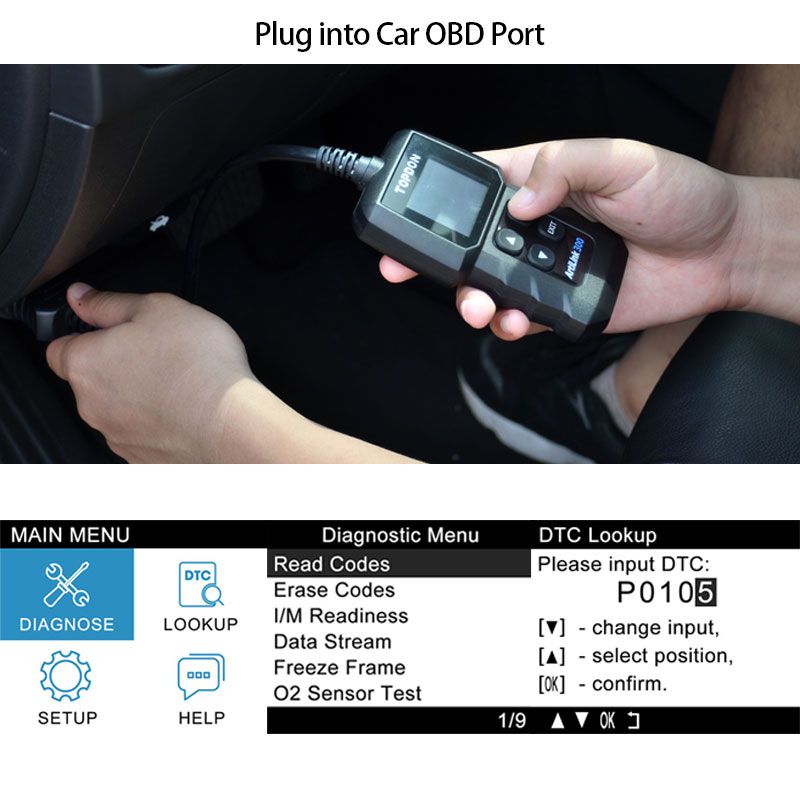 Topdon AL300 OBD2 Car Diagnostics Tool Full OBDII Scanner Code Reader Turn Off Engine Light Automotive Scanner
