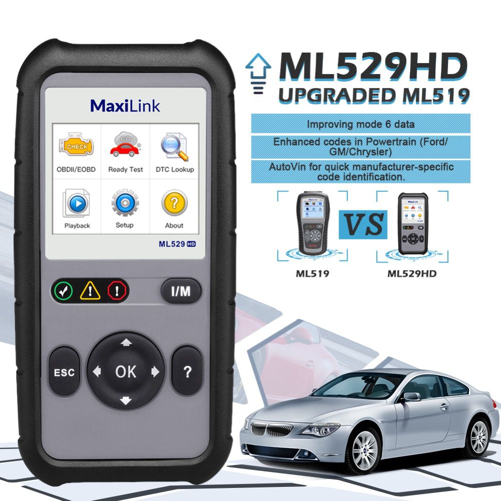 Autel MaxiLink ML529HD Scan Tool Diagnostic Tool Full OBD2 Car Scanner Auto Scan Tool Heavy Duty Vehicle Code Reader ML529+ HD
