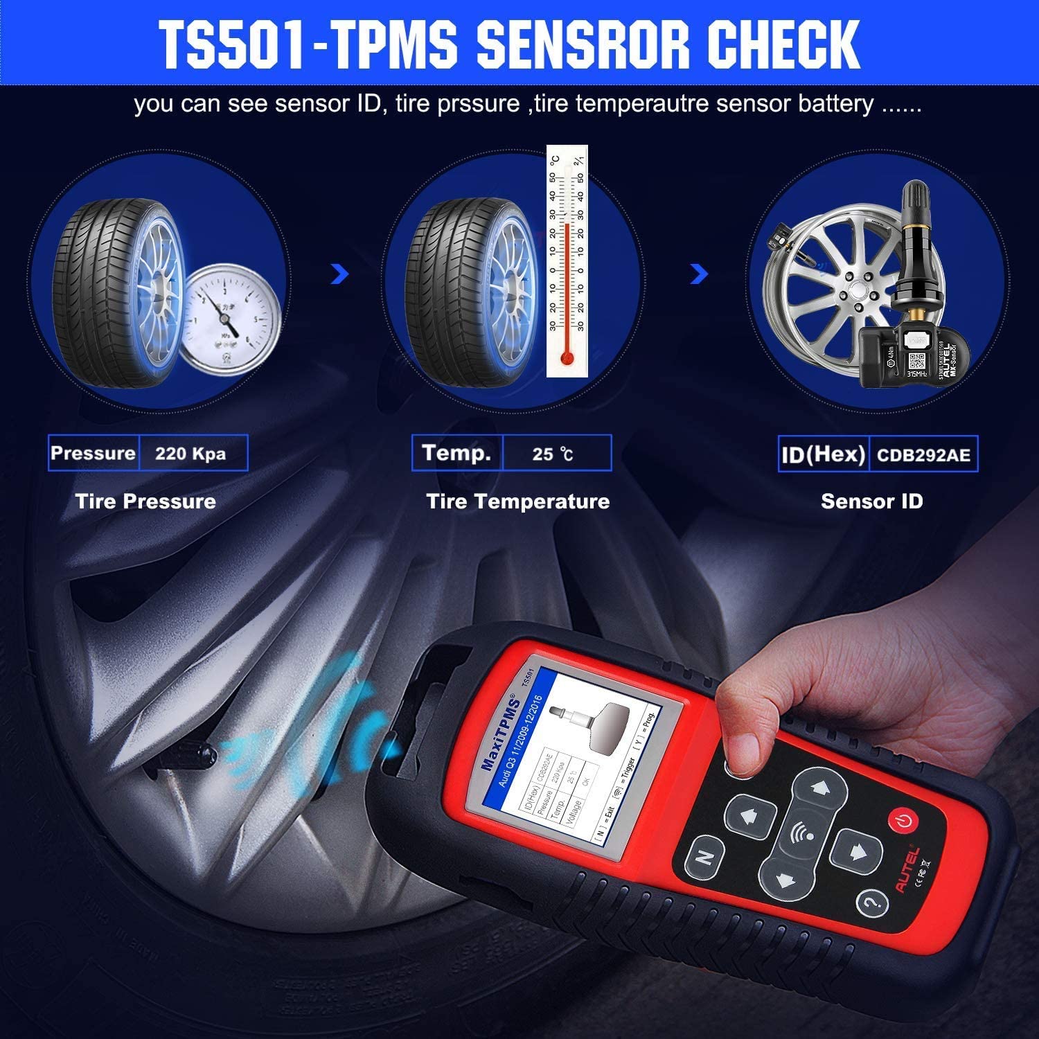 Autel MaxiTPMS TS501 TPMS Diagnostic and Service Tool Free Update Online