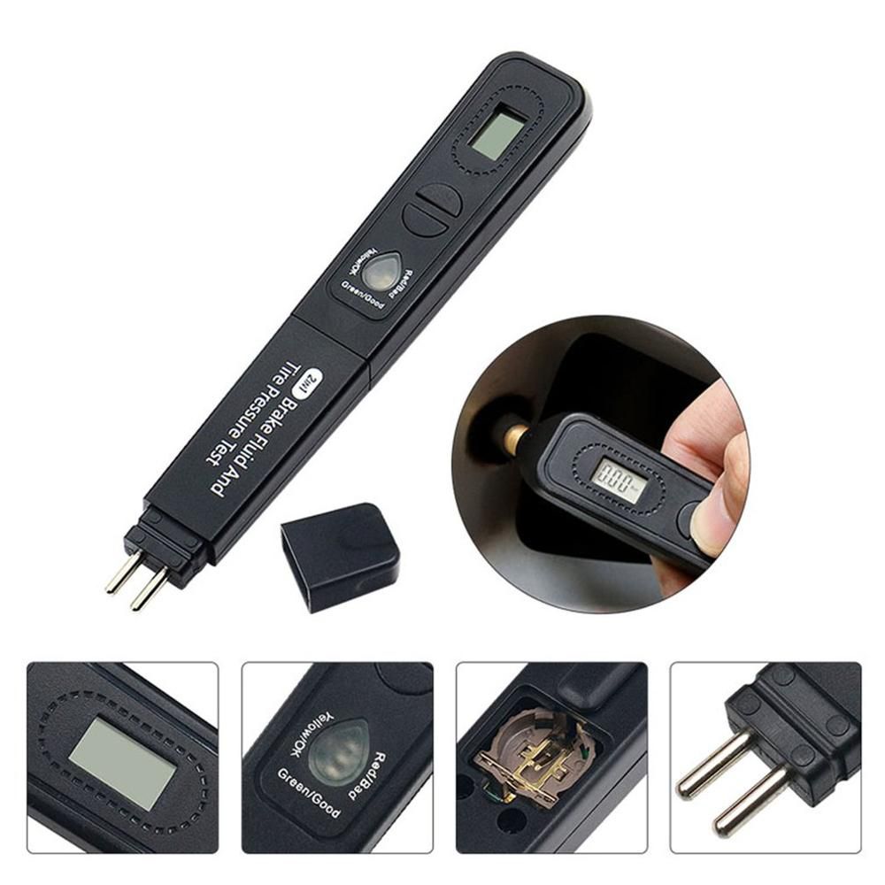 Brake Fluid Tire Pressure Tester Accessories And Parts Brake Fluid Test Pen Pressure Gauge 2 in 1 Digital LCD Screen Detection