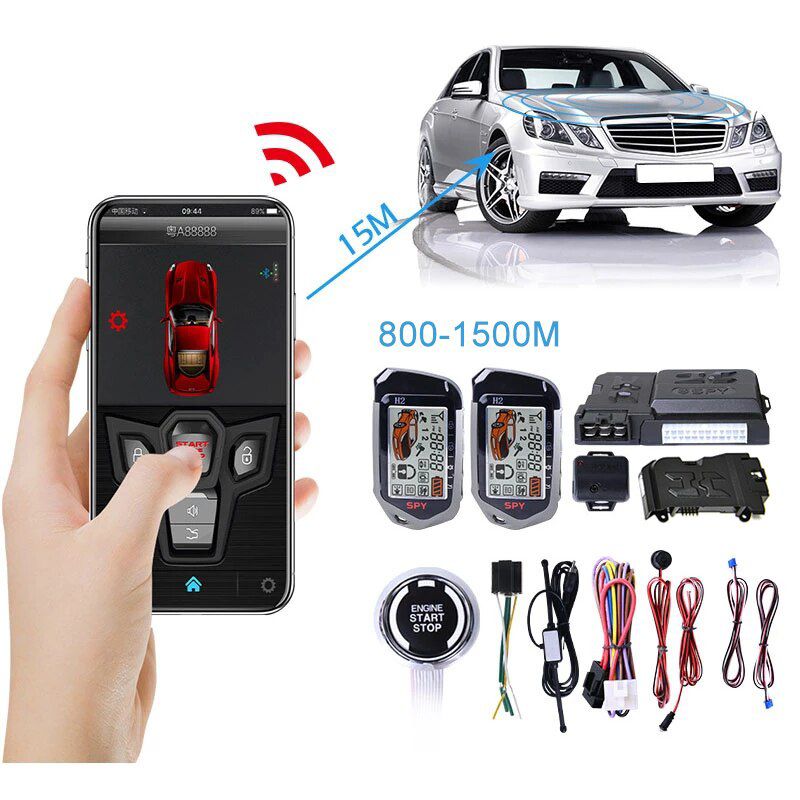 One Button Start Stop Two-way Car Alarm With Autostart Smart Phone Remote Control Ignition System Central Locking Keyless Entry