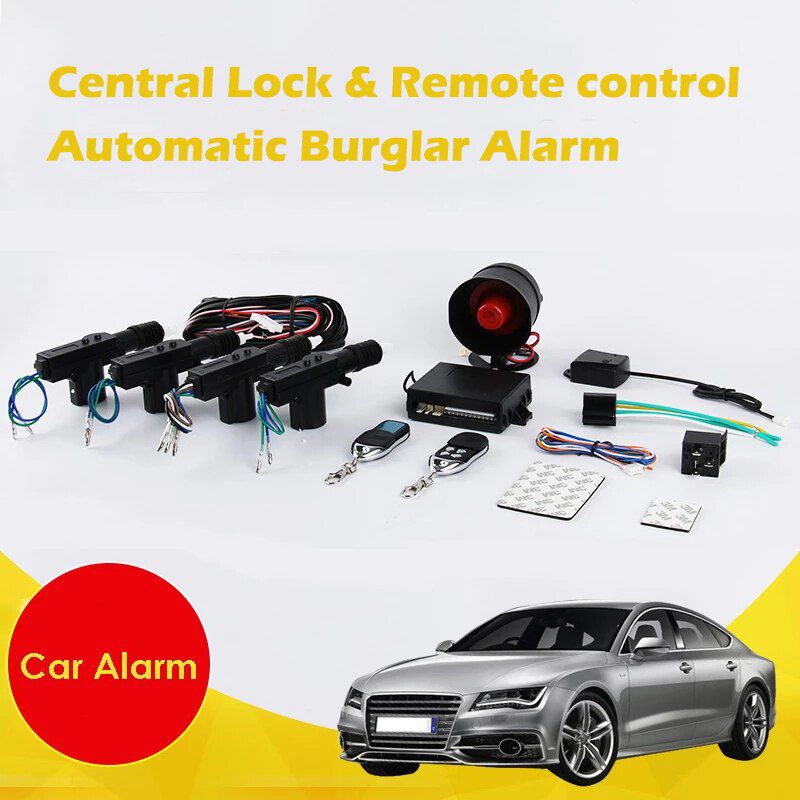 Central Locking Automation Car Alarm Remote Control Unit With Electric Motor Door Lock Automatic Siren Burglar Alarm System