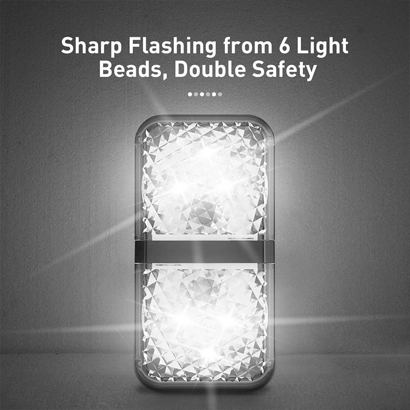 2PCS 6 LEDs Car Door Opening Warning Lights Waterproof Safety Flashing Auto Open Sticker Wireless Magnetic Signal Lamp