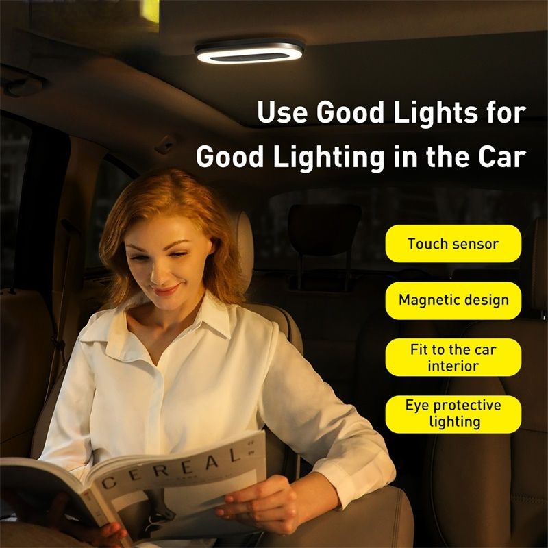 Car Interior Light Reading Lamp USB Rechargeable Magnetic LED Lamp Auto Roof Night Light Car Ceiling Lamp Car Accessories