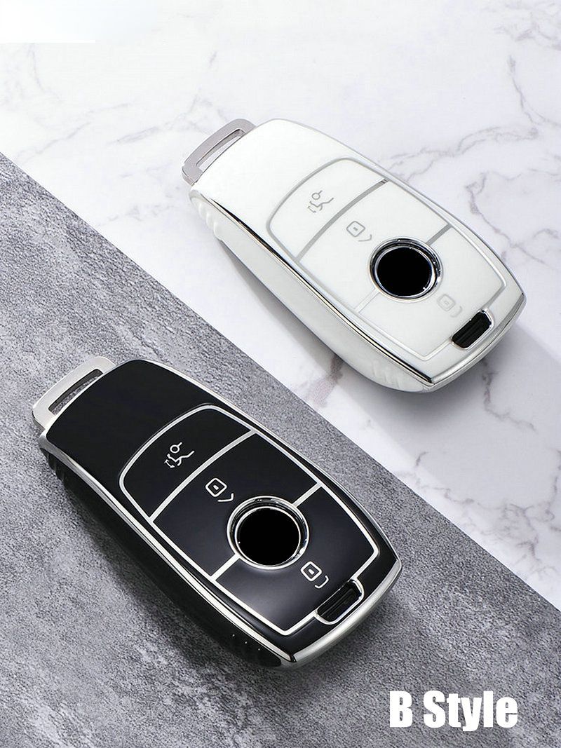 Electroplate TPU Car Key Case Cover Shell Fob For Mercedes Benz A B C E S Class W204 W205 W212 W213 W176 GLC CLA AMG W177