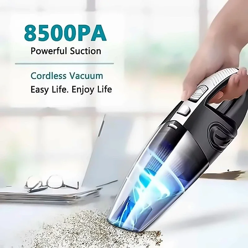 Cordless Handheld Vacuum Cleaner 120W Cyclone Suction USB Rechargeable Portable for Car Home Pet Hair Wet Dry HEPA
