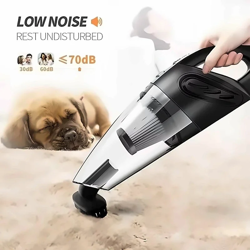 Cordless Handheld Vacuum Cleaner 120W Cyclone Suction USB Rechargeable Portable for Car Home Pet Hair Wet Dry HEPA