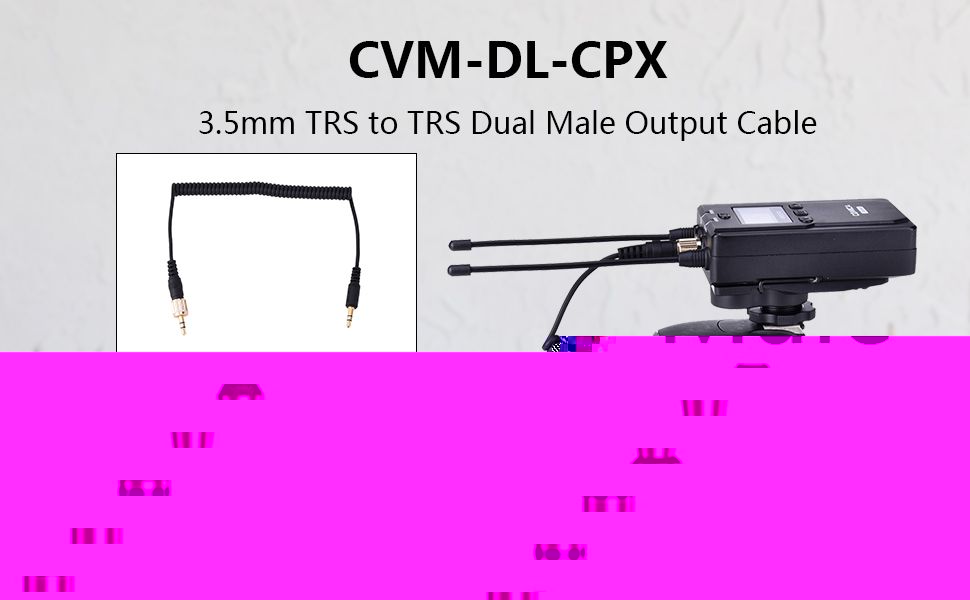 CVM-DL-CPX 3.5mm TRS Audio Input Cable, 3.5mm TRS to TRS Dual Male Cable for COMICA WM200/WM300/WM100 Wireless Microphone