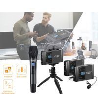 CVM-WS60 Dual Channel Wireless Lavalier Microphone System Laple Mic for iPhone Samsung Phone Video Recording Youtube Vlog