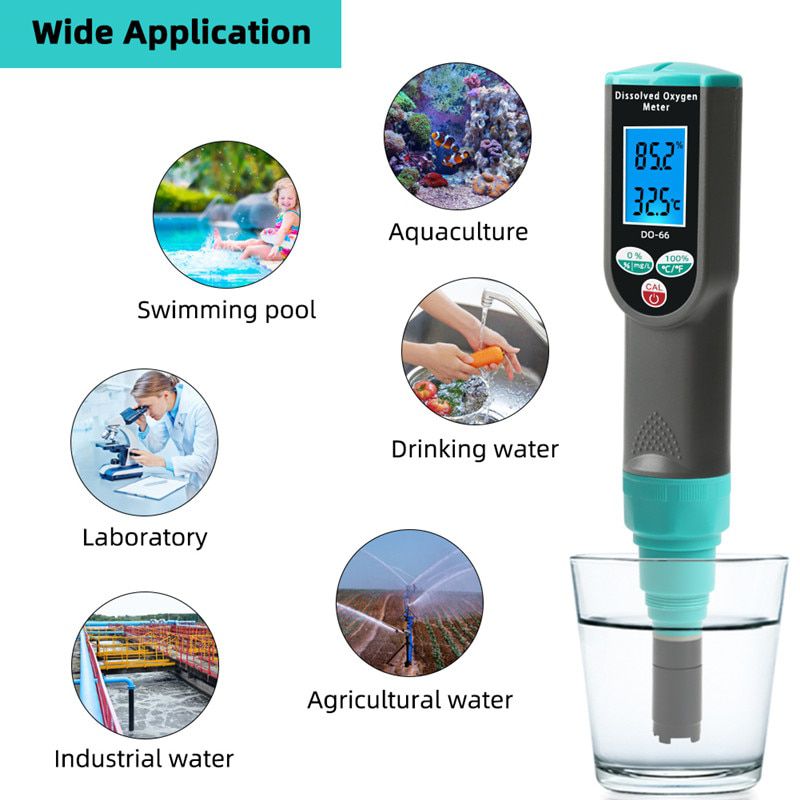 DO-66 Dissolved Oxygen Analyzer Intelligent Dissolved Oxygen Tester Two-Point Range 0-199.9% for Aquarium Fish Tank Aquaculture