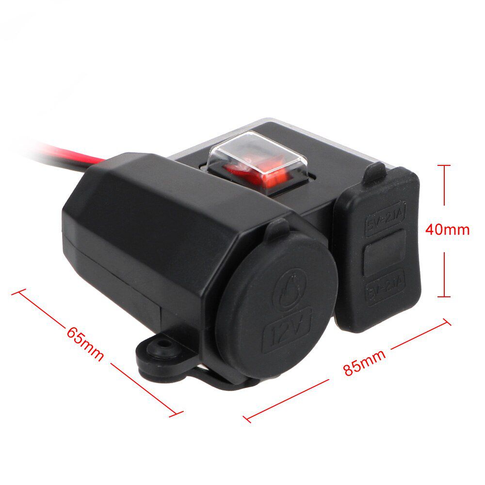 Dual USB Port Cigarette Lighter Quick Charger For Mobile Phone Moto Handlebar 5V 2.1A Adapter Power Motorcycle Accessories